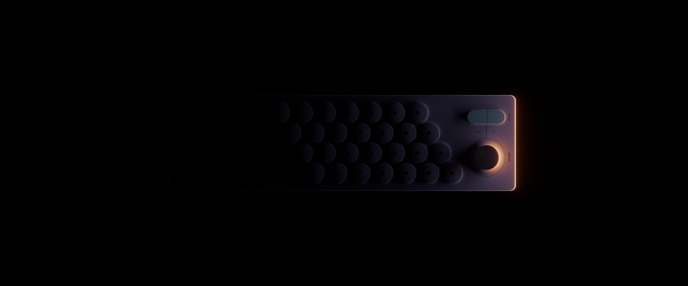 Chord Machine music device in a dark 3D scene, still 3