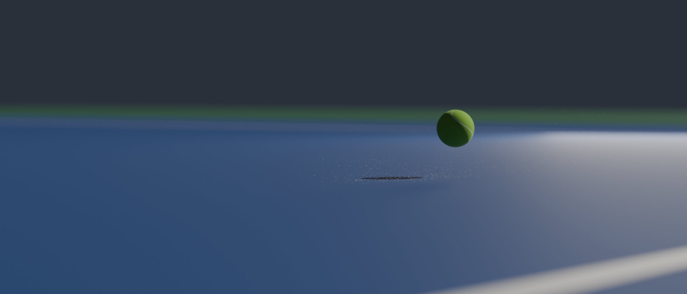A ball lifts off the ground and leaves a small burst of dust, made with TrueDust